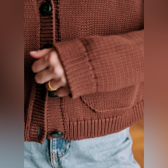 SEZANE TITOUAN CARDIGAN CHOCOLATE SIZE S - Picture 3 of 14